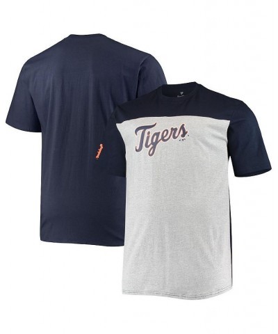 Men's Branded Navy and Heathered Gray Detroit Tigers Big and Tall Colorblock T-shirt $30.00 T-Shirts