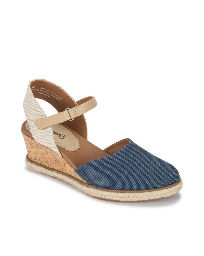 Women's Ocean Platform Wedges Blue $43.35 Shoes