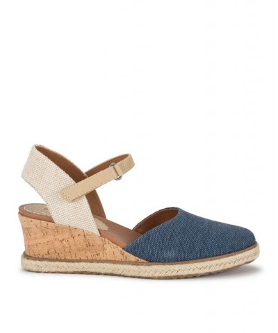 Women's Ocean Platform Wedges Blue $43.35 Shoes