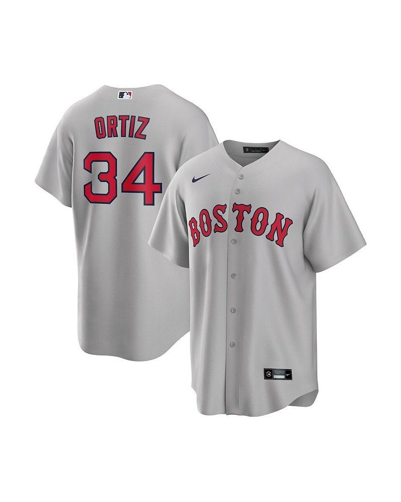 Men's David Ortiz Gray Boston Red Sox Road Replica Player Jersey $59.45 Jersey