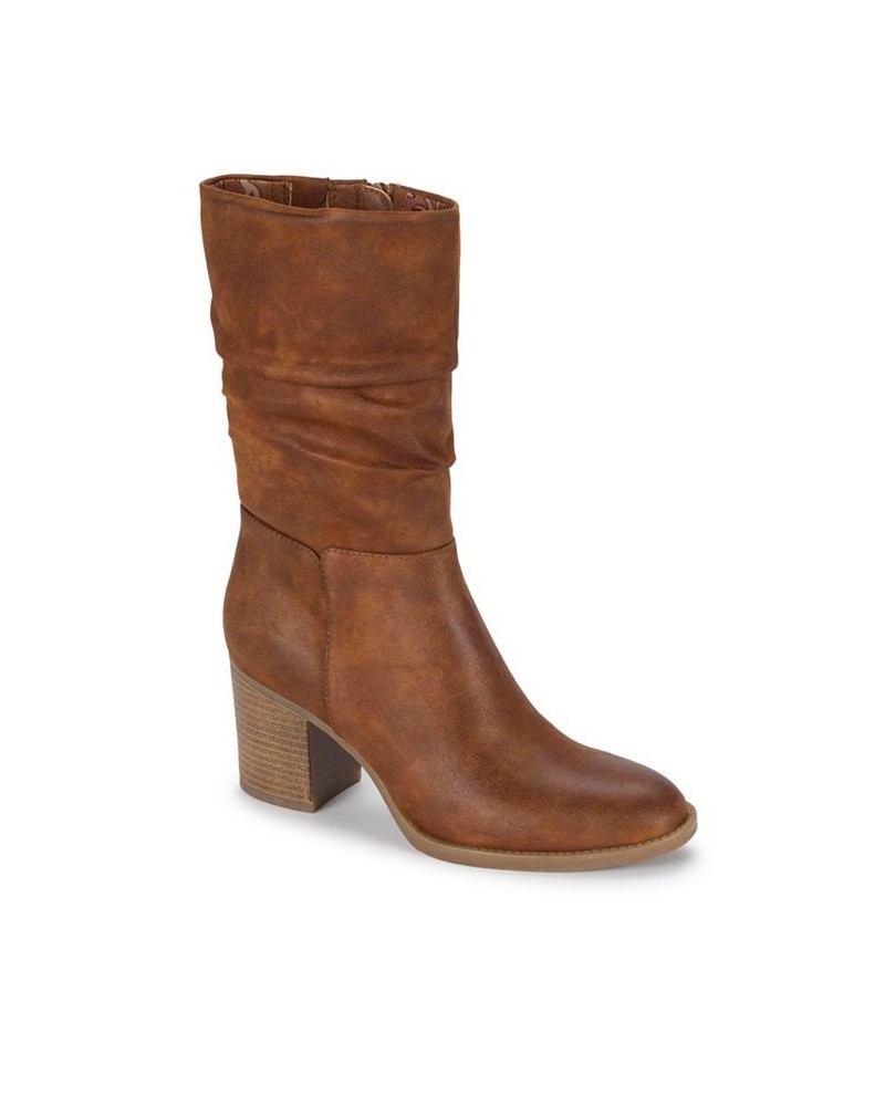 Women's Raz Mid Calf Boots Tan/Beige $51.75 Shoes