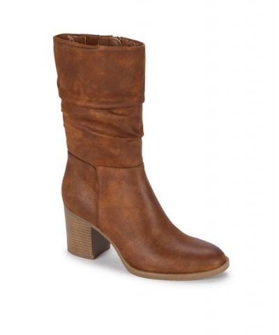 Women's Raz Mid Calf Boots Tan/Beige $51.75 Shoes