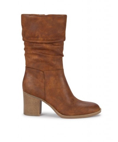 Women's Raz Mid Calf Boots Tan/Beige $51.75 Shoes