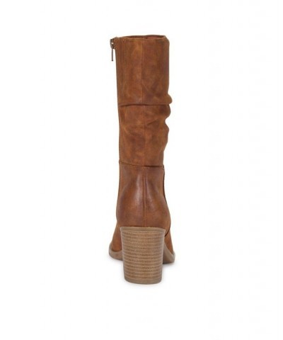 Women's Raz Mid Calf Boots Tan/Beige $51.75 Shoes