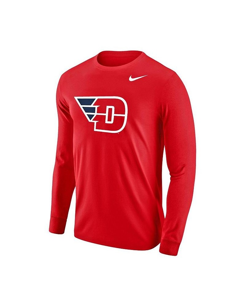 Men's Red Dayton Flyers Big Logo Performance Long Sleeve T-shirt $19.71 T-Shirts