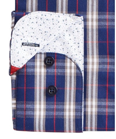 Men's Slim-Fit Yarn-Dyed Plaid Dress Shirt Multi $19.36 Dress Shirts