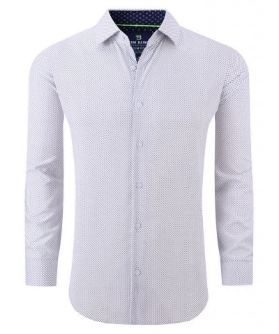 Men's Slim Fit Performance Long Sleeve Geometric Dress Shirt White Geo $18.45 Dress Shirts