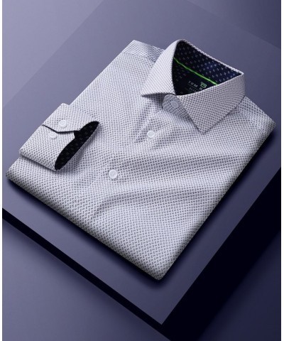 Men's Slim Fit Performance Long Sleeve Geometric Dress Shirt White Geo $18.45 Dress Shirts