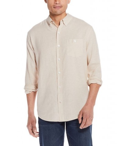 Men's Linen Cotton Long Sleeve Button Down Shirt PD02 $22.53 Shirts