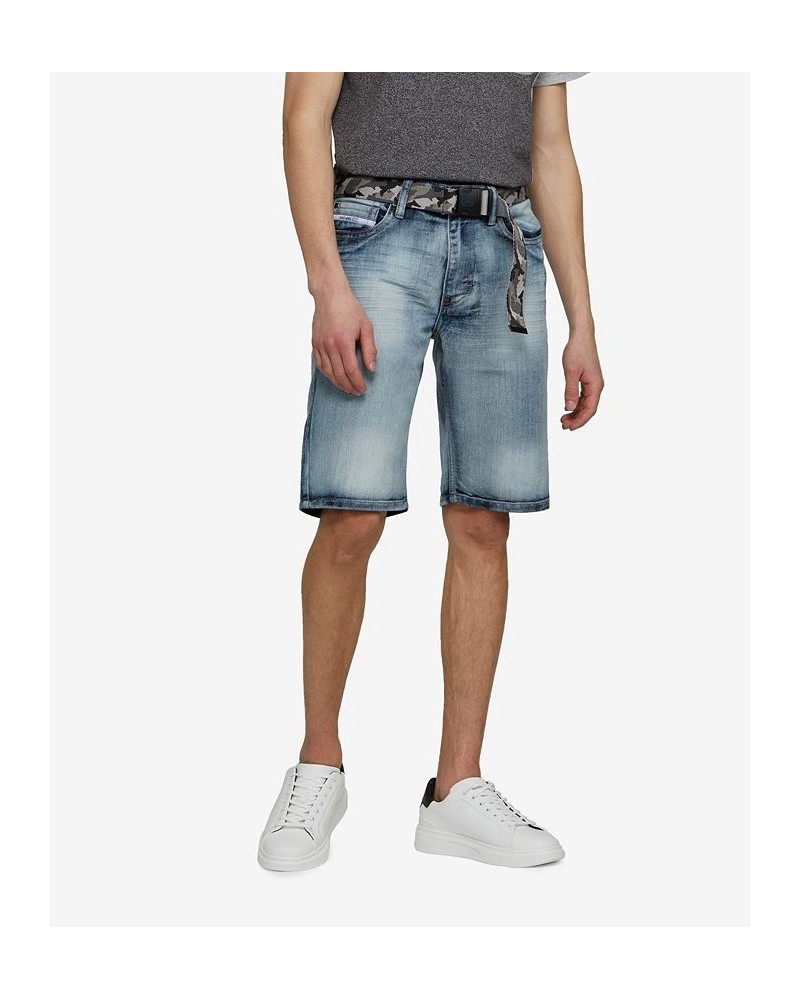 Men's Feeling Fresh Denim Shorts with Adjustable Belt, 2 Piece Set Blue 1 $36.04 Shorts