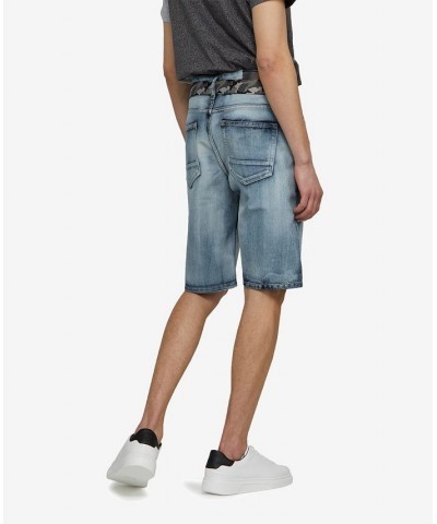 Men's Feeling Fresh Denim Shorts with Adjustable Belt, 2 Piece Set Blue 1 $36.04 Shorts