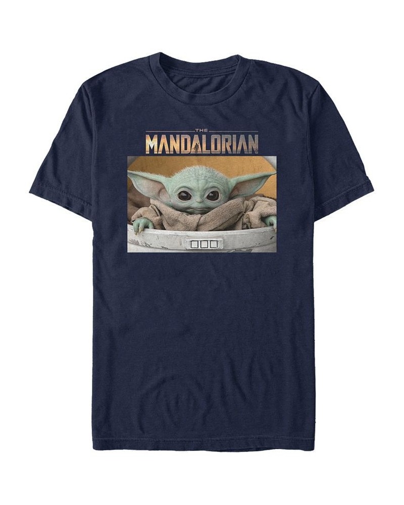 Men's Star Wars The Mandalorian The Child Big Eyes Portrait Logo Short Sleeve T-shirt Blue $19.24 T-Shirts