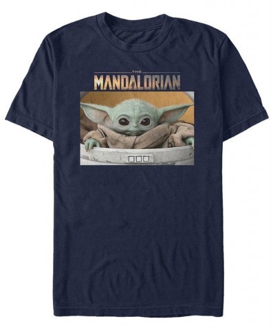 Men's Star Wars The Mandalorian The Child Big Eyes Portrait Logo Short Sleeve T-shirt Blue $19.24 T-Shirts