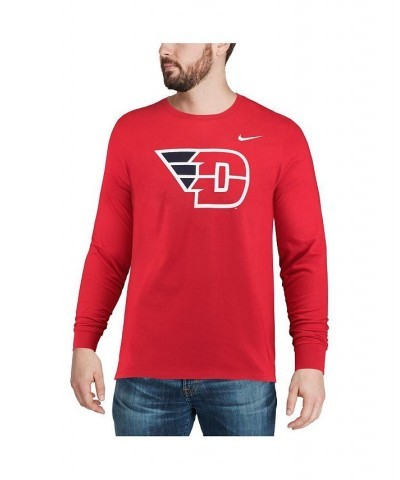 Men's Red Dayton Flyers Big Logo Performance Long Sleeve T-shirt $19.71 T-Shirts