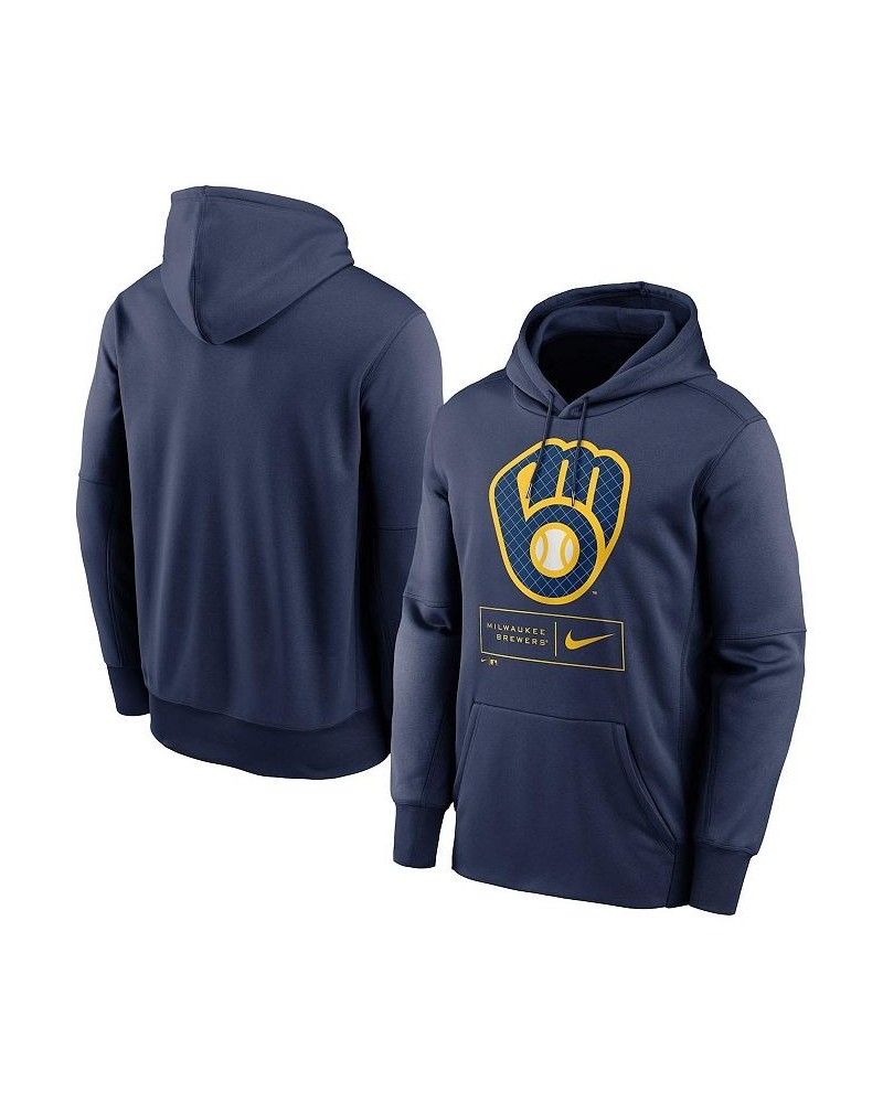 Men's Navy Milwaukee Brewers Season Pattern Pullover Hoodie $42.30 Sweatshirt