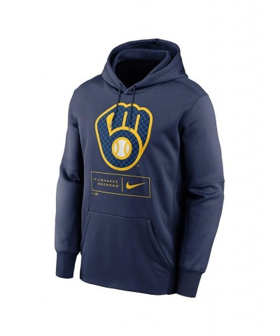 Men's Navy Milwaukee Brewers Season Pattern Pullover Hoodie $42.30 Sweatshirt