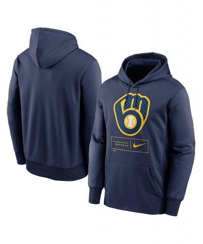 Men's Navy Milwaukee Brewers Season Pattern Pullover Hoodie $42.30 Sweatshirt