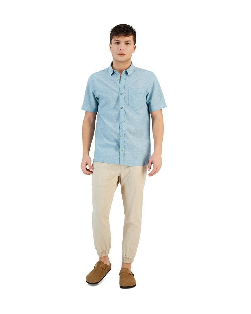 Men's Blake Linen Chambray Short Sleeve Button-Front Shirt PD03 $17.99 Shirts