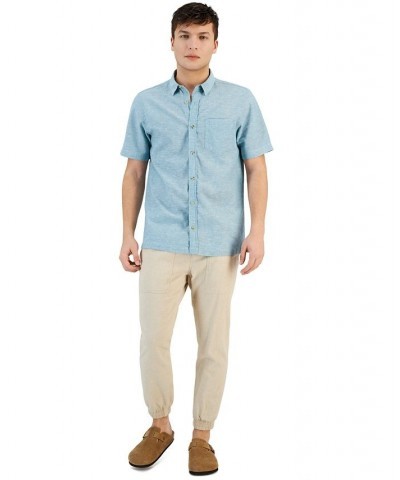 Men's Blake Linen Chambray Short Sleeve Button-Front Shirt PD03 $17.99 Shirts