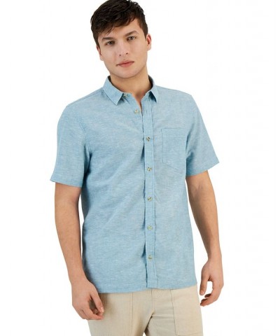 Men's Blake Linen Chambray Short Sleeve Button-Front Shirt PD03 $17.99 Shirts