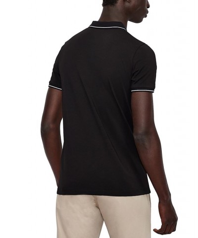 Men's Tipped Logo Placket Polo Shirt Black $38.40 Polo Shirts