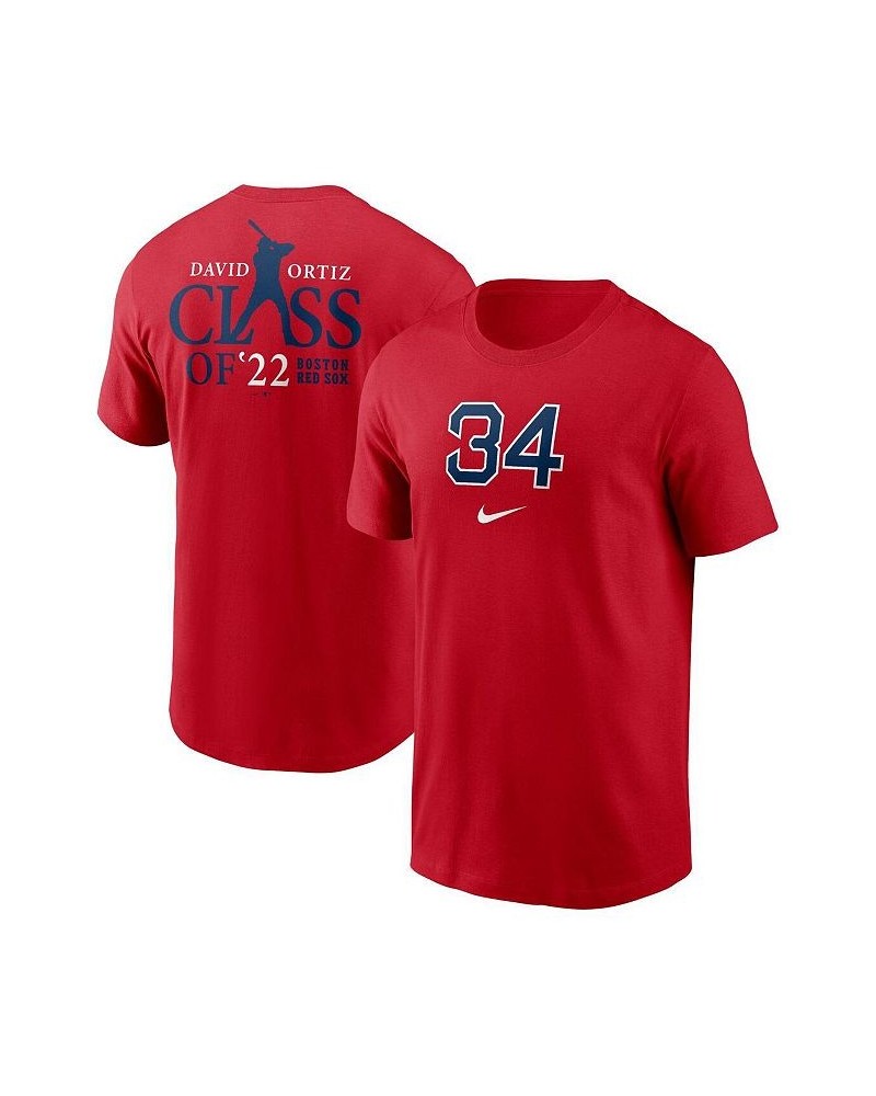 Men's David Ortiz Red Boston Red Sox 2022 Hall Of Fame Essential T-shirt $27.99 T-Shirts