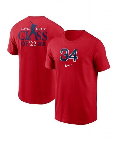 Men's David Ortiz Red Boston Red Sox 2022 Hall Of Fame Essential T-shirt $27.99 T-Shirts