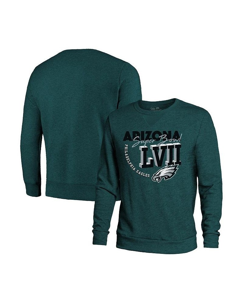 Men's Threads Midnight Green Philadelphia Eagles Super Bowl LVII High Tide Tri-Blend Pullover Sweatshirt $51.29 Sweatshirt