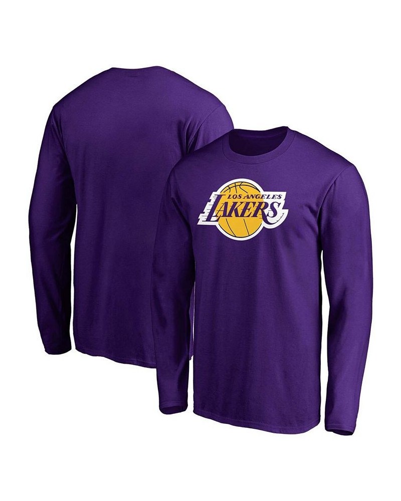 Men's Purple Los Angeles Lakers Team Primary Logo Long Sleeve T-shirt $17.33 T-Shirts