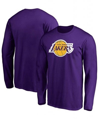 Men's Purple Los Angeles Lakers Team Primary Logo Long Sleeve T-shirt $17.33 T-Shirts