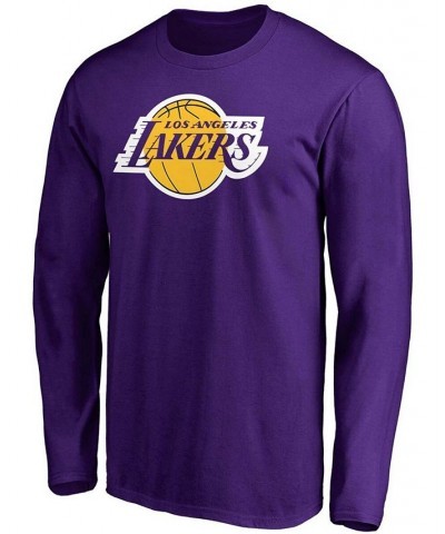 Men's Purple Los Angeles Lakers Team Primary Logo Long Sleeve T-shirt $17.33 T-Shirts