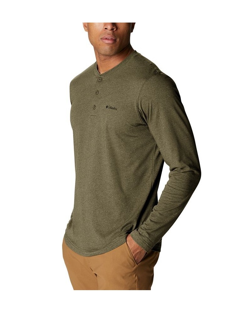 Men's Thistletown Hills Logo Graphic Long-Sleeve Tech Henley Green $14.00 T-Shirts