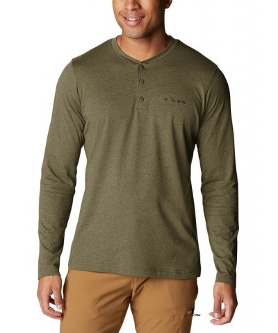 Men's Thistletown Hills Logo Graphic Long-Sleeve Tech Henley Green $14.00 T-Shirts