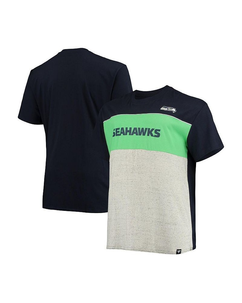 Men's Branded College Navy, Heathered Gray Seattle Seahawks Big and Tall Color Block T-shirt $28.31 T-Shirts