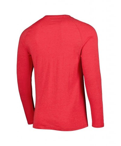 Men's Heathered Red Chicago Bulls Left Chest Henley Raglan Long Sleeve T-shirt $34.19 T-Shirts