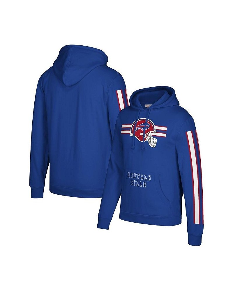 Men's Royal Buffalo Bills Three Stripe Pullover Hoodie $36.55 Sweatshirt