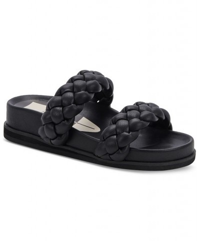 Women's Signe Braided Platform Footbed Sandals Black $42.90 Shoes