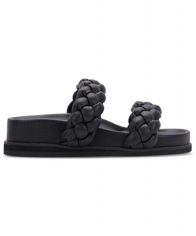 Women's Signe Braided Platform Footbed Sandals Black $42.90 Shoes