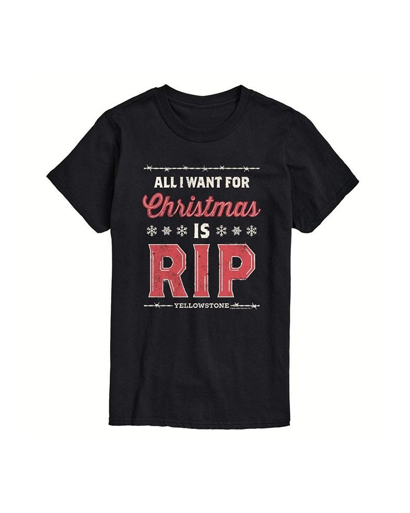 Men's Yellowstone All Want For Christmas RIP T-shirt Black $14.35 T-Shirts