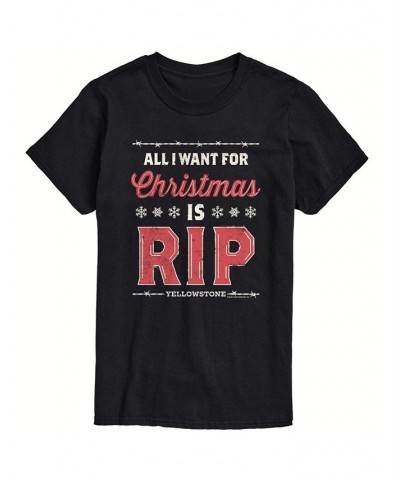 Men's Yellowstone All Want For Christmas RIP T-shirt Black $14.35 T-Shirts