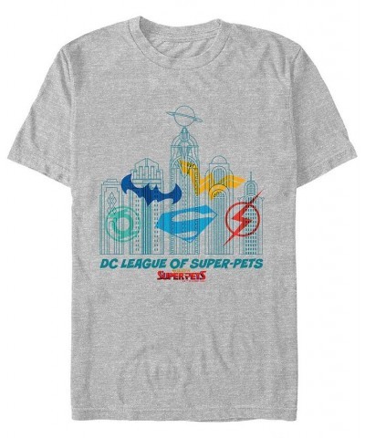 Men's Super Pets City Skyline Short Sleeve T-shirt Gray $20.29 T-Shirts