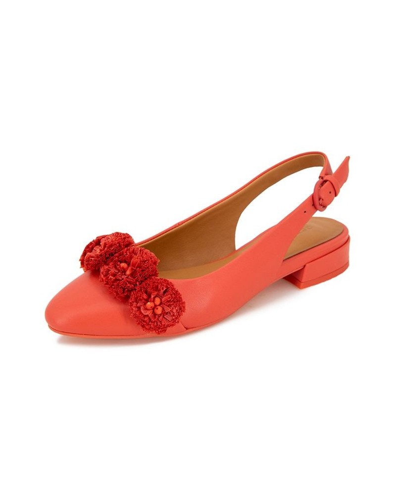 Women's Anana Pointy Toe Flats Red $57.24 Shoes