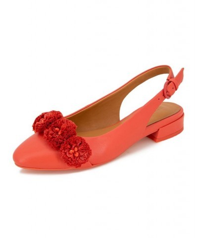 Women's Anana Pointy Toe Flats Red $57.24 Shoes