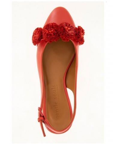 Women's Anana Pointy Toe Flats Red $57.24 Shoes