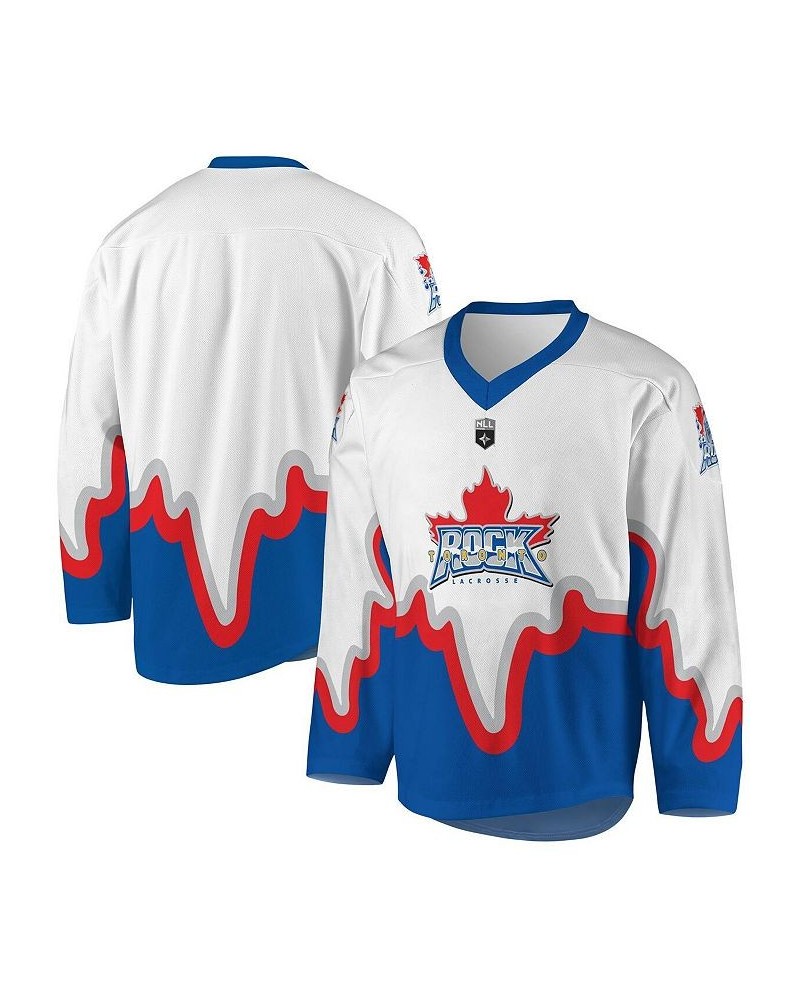 Men's White and Royal Toronto Rock Replica Jersey $43.75 Jersey