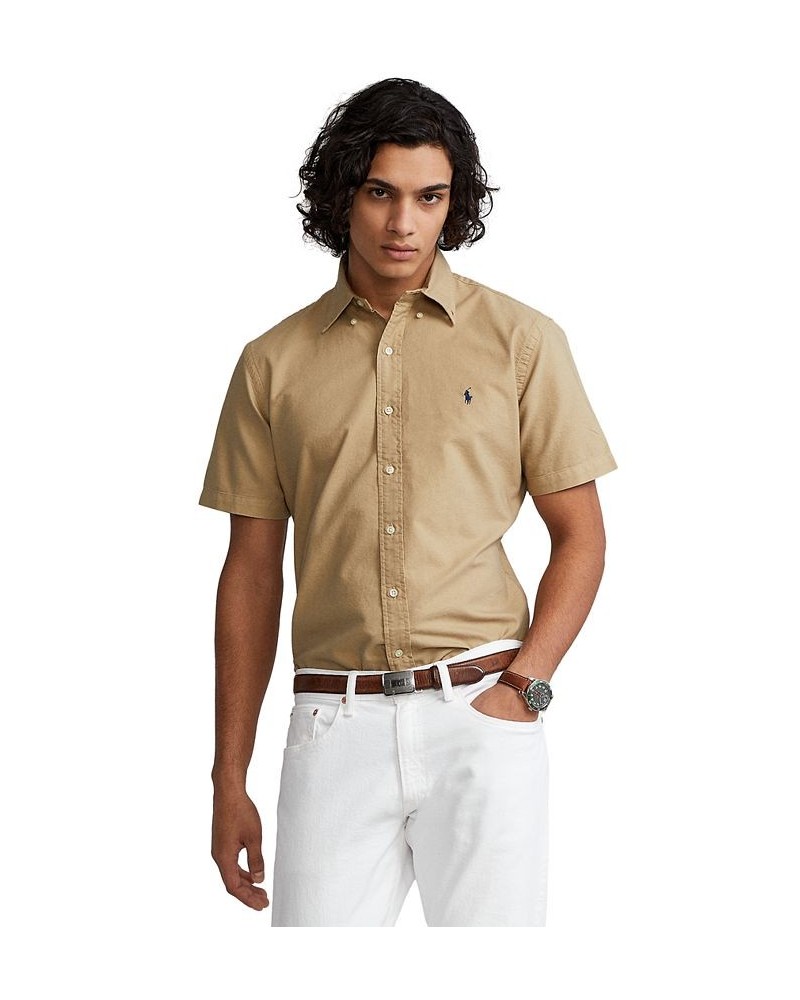 Men's Classic-Fit Garment-Dyed Oxford Shirt Tan/Beige $62.50 Shirts