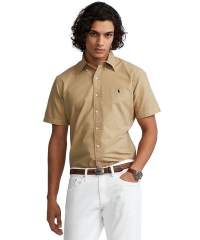 Men's Classic-Fit Garment-Dyed Oxford Shirt Tan/Beige $62.50 Shirts