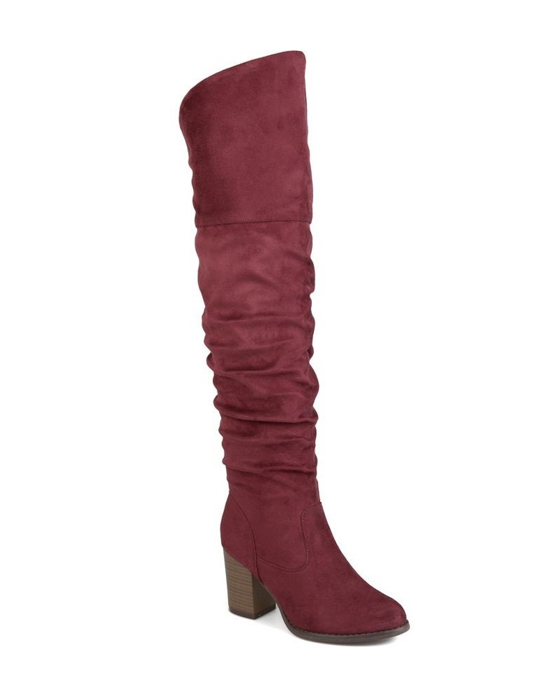 Women's Kaison Wide Calf Boots Wine $64.40 Shoes