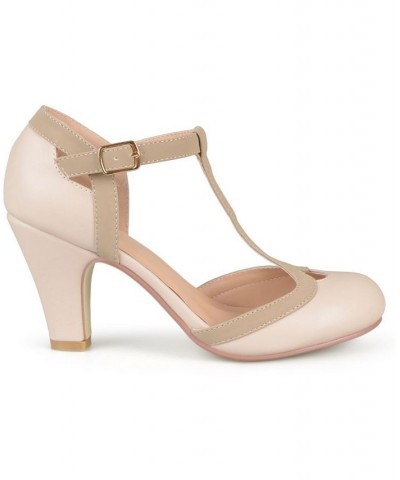 Women's Olina T-Strap Heels Tan/Beige $44.00 Shoes