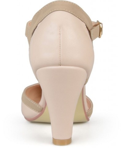 Women's Olina T-Strap Heels Tan/Beige $44.00 Shoes